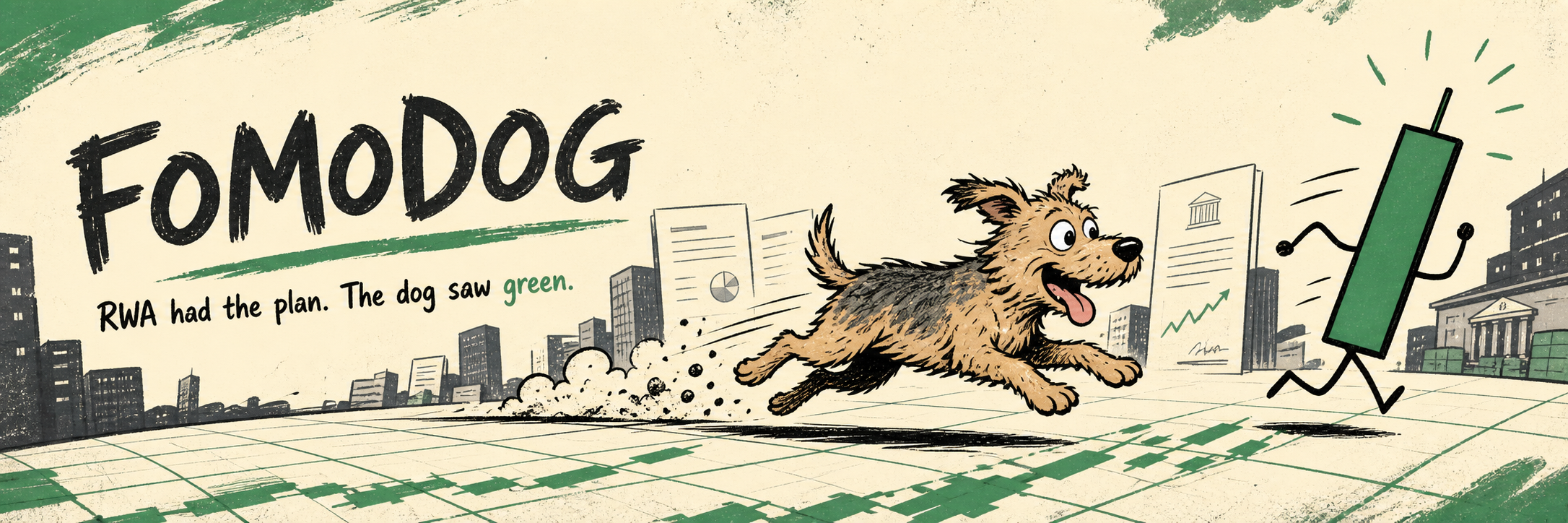 FOMODOG green candle banner